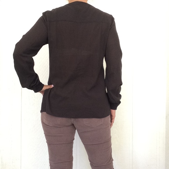 MICHAEL KORS BLACK GAUZY LONG SLEEVE V NECK MEDIUM - Picture 3 of 8